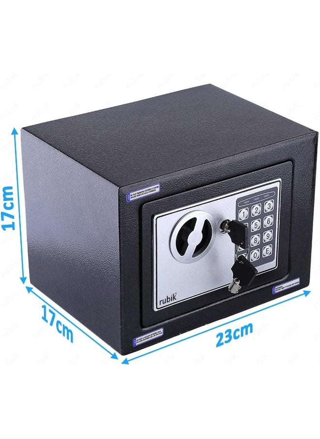Rubik - Safe Box Small with Electronic Keypad Lock and Physical Key, Mini Digital Security Deposit Locker for Home Office Hotel Jewelry Passport Watches Cash Storage (23x17x17cm) - Image 1