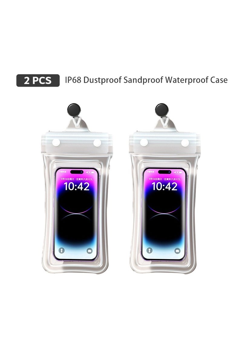 IP68 Dustproof Sandproof Waterproof Case for Large Phones 7.2 - iPhone 16/15/14/13/12 Pro Max, Galaxy S25/S24/S23/S22 Ultra,Redmi Note 13 Pro,Infinix HOT 40 Pro  - 2 Pack Clear Universal Pouch - Image 1