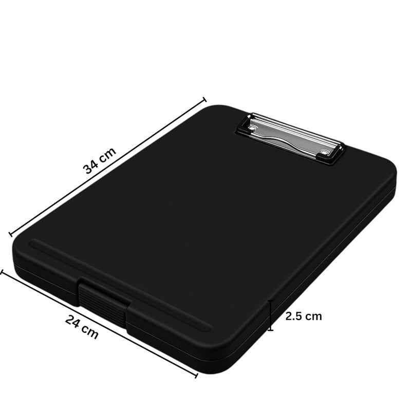 sps Exampad A4 Plastic Clipboard with Built-in Storage and Pen Holder - Ideal for School, Office, Travel - Perfect for Students and Professionals, School and Office - Black - Image 3