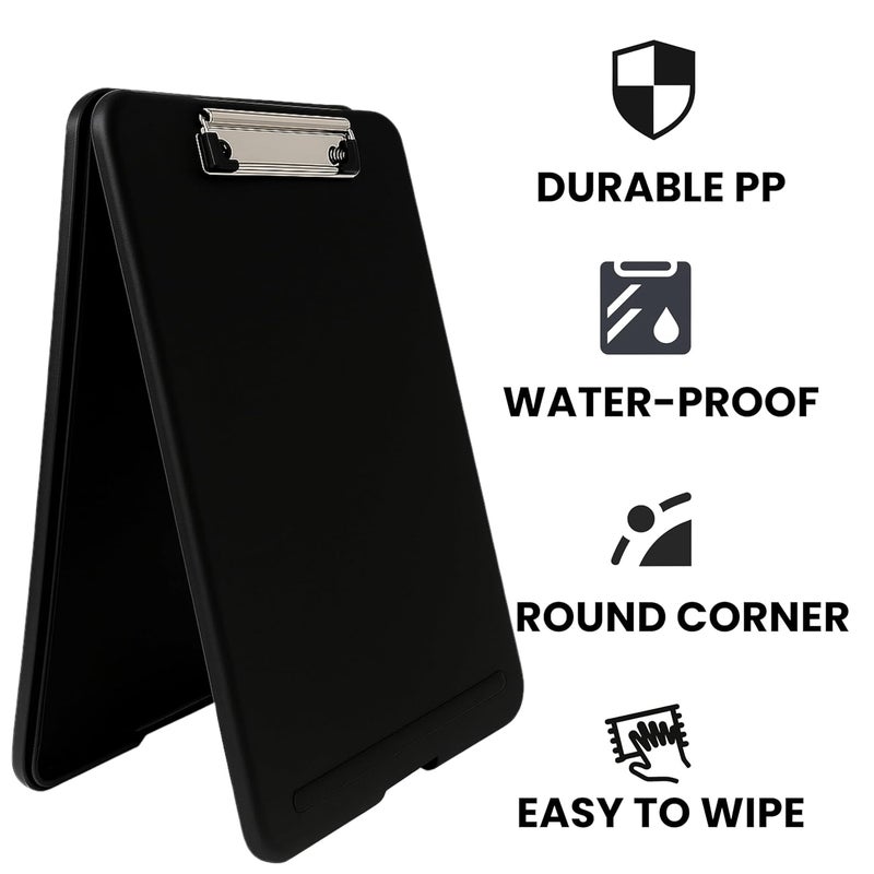 sps Exampad A4 Plastic Clipboard with Built-in Storage and Pen Holder - Ideal for School, Office, Travel - Perfect for Students and Professionals, School and Office - Black - Image 5