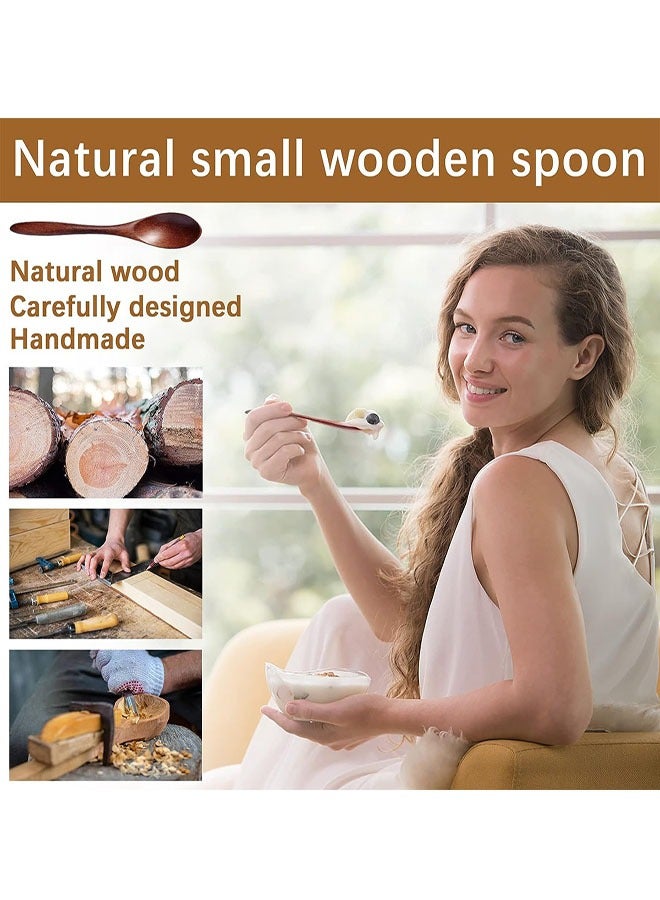 7 PCS Small Wooden Spoons, 5.78 Inch honey spoons for Tea, Smooth Wooden Honey Teaspoon for Coffee, Ellipse Serving Wood Spoons, Mini Table Spoon for Jar & Condiment, Wooden Spoons for Eating  - Image 2