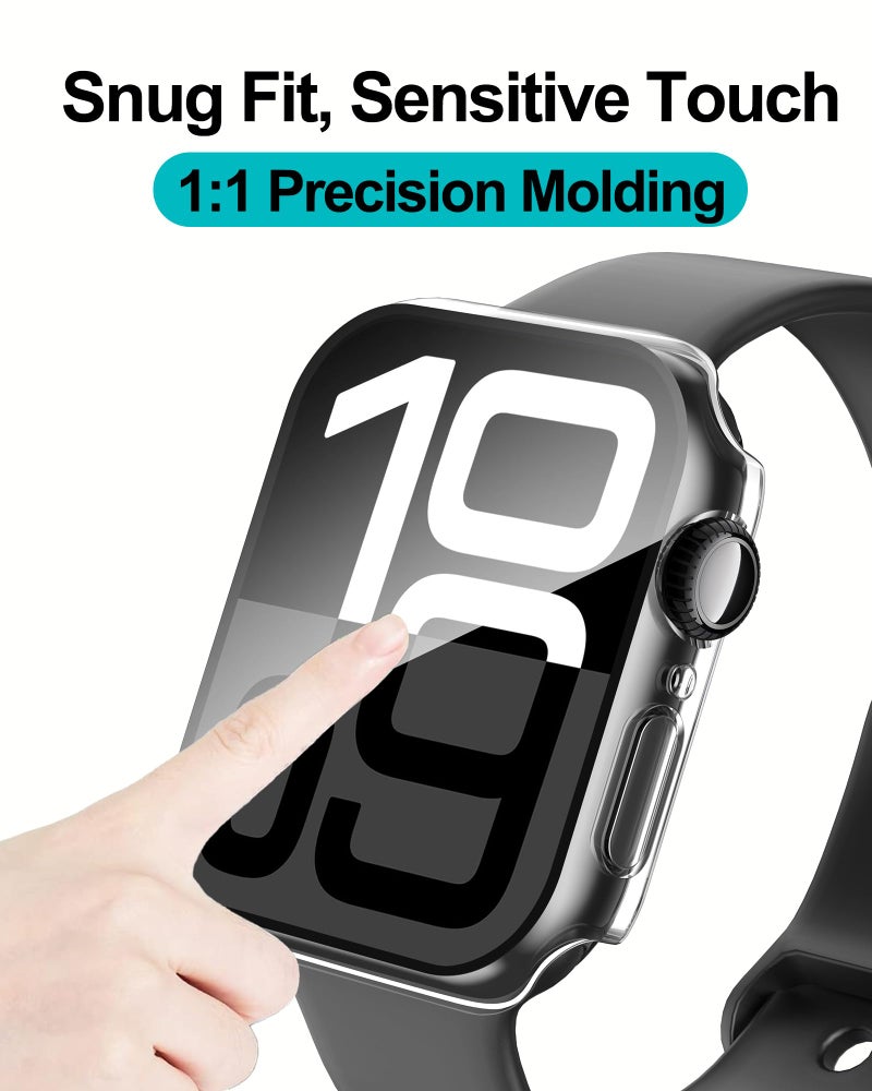 Smiling 2 Pack Case Compatible with Apple Watch Series 11 (2025)/ Series 10 42mm with Tempered Glass Screen Protector, Hard PC Case Scratch-Resistant Overall Protective Cover- Transparent - Image 5