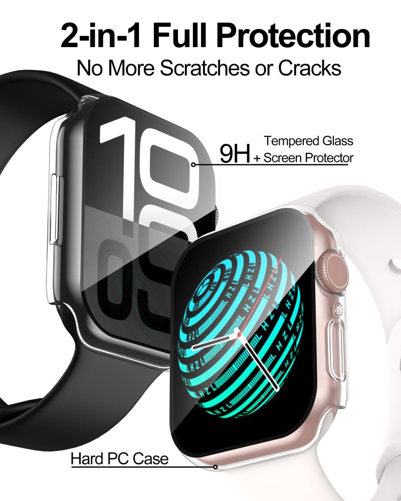 Smiling 2 Pack Case Compatible with Apple Watch Series 11 (2025)/ Series 10 42mm with Tempered Glass Screen Protector, Hard PC Case Scratch-Resistant Overall Protective Cover- Transparent - Image 2