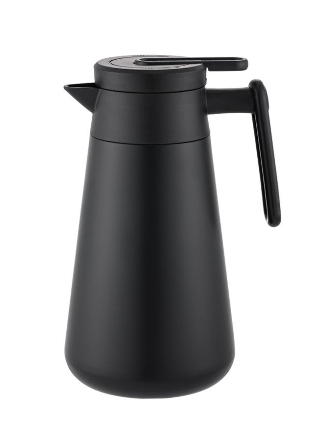 تراست ترمس شاي/قهوة من الستانلس ستيل المقاوم للصدأ سعة 1 لتر فضي/أسود، ستانلس ستيل 18-8 - Image 1