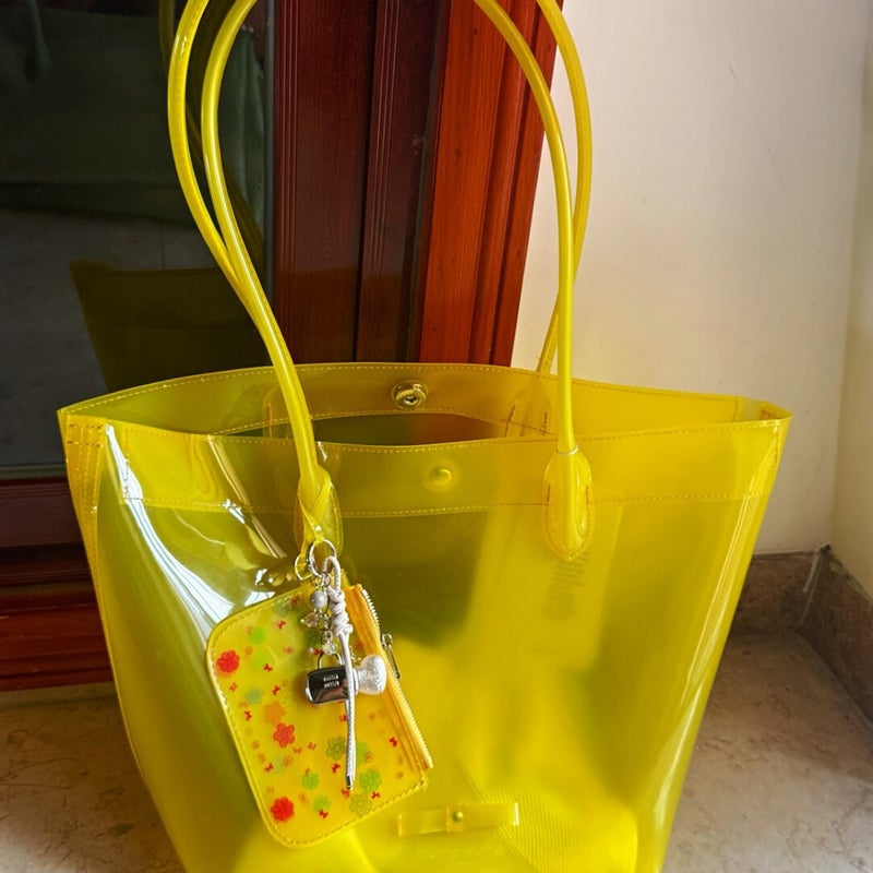 PU Jelly Color Mini Shopper Tote Bag with Crossbody Strap - Image 1