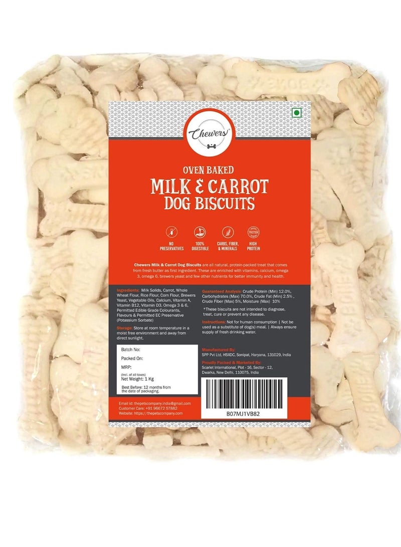 Chewers Oven Baked Milk & Carrot Dog Biscuits 1kg