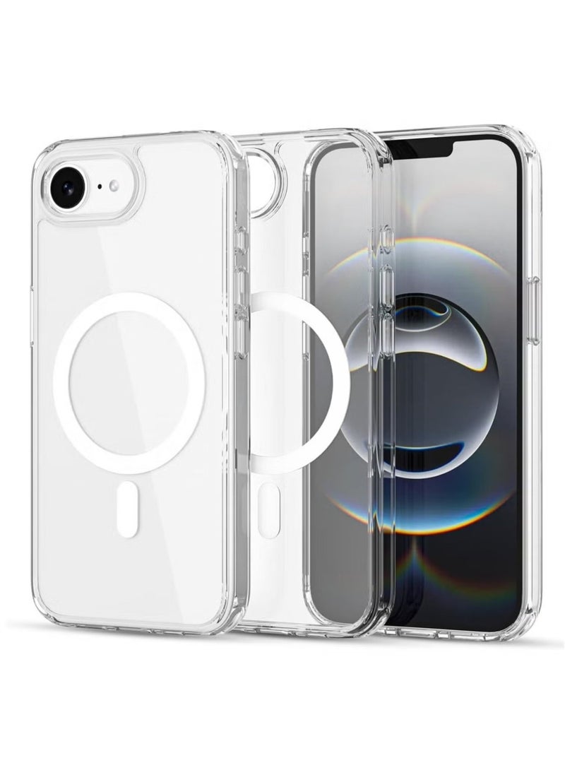 Raxoom iPhone 16E Clear Magnetic Case â€“ MagSafe Compatible Hybrid Protection with Crystal Clear Hard Back, Shockproof Silicone Frame, and Slim Transparent Design - Image 1