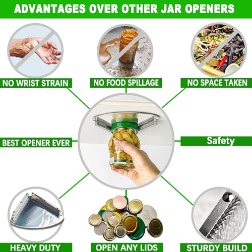IPOVIPO Latest Jar Opener - Under Cabinet Jar Openers for Seniors With Arthritis or Weak Hands - Under Counter Can Opener-Jar Lid & Bottle Cap Opener Tool - All Stainless Steel Material - Image 5
