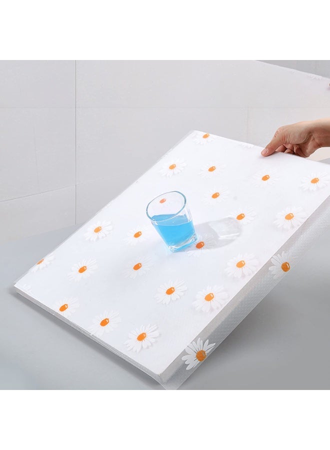Wolpin Anti-Slip Floral Kitchen Cabinet Drawer Shelf Mat Liner Sheets (45cmx3m, Pack of 1 Roll, Ethylene Vinyl Acetate, Transparent, White Daisy) For Bathroom, Fridge Mat Textured Multipurpose - Image 2