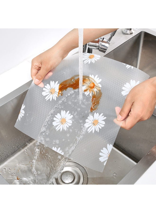 Wolpin Anti-Slip Floral Kitchen Cabinet Drawer Shelf Mat Liner Sheets (45cmx3m, Pack of 1 Roll, Ethylene Vinyl Acetate, Transparent, White Daisy) For Bathroom, Fridge Mat Textured Multipurpose - Image 4