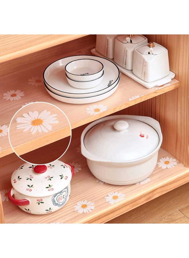 Wolpin Anti-Slip Floral Kitchen Cabinet Drawer Shelf Mat Liner Sheets (45cmx3m, Pack of 1 Roll, Ethylene Vinyl Acetate, Transparent, White Daisy) For Bathroom, Fridge Mat Textured Multipurpose - Image 5