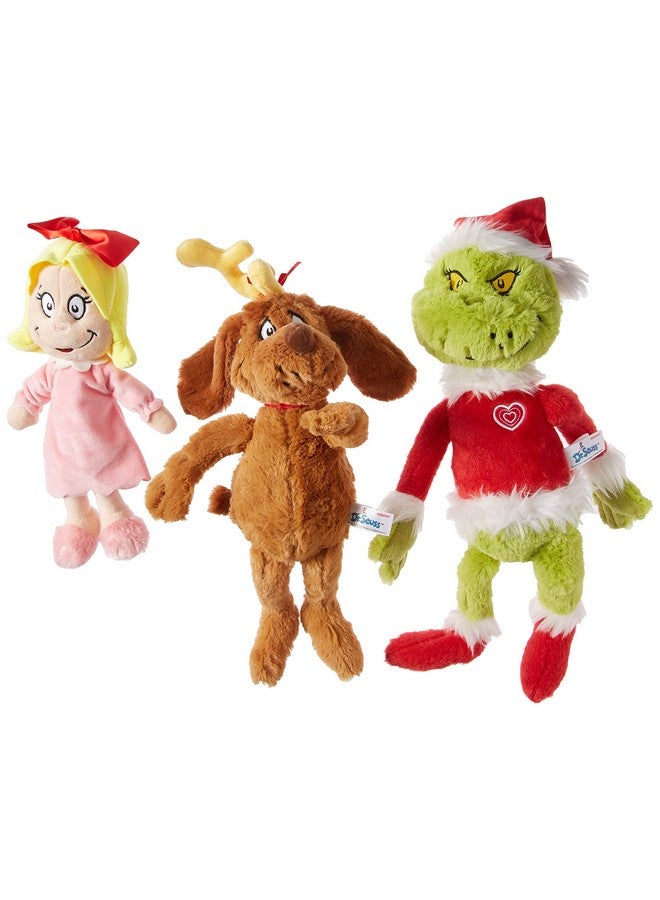 AURORA World Dr. Seuss Cindy Lou Who 12", Grinch Santa 19", & His Dog Max 18" Christmas Special Set Of 3 Plush Toys, Multicolor  - Image 1