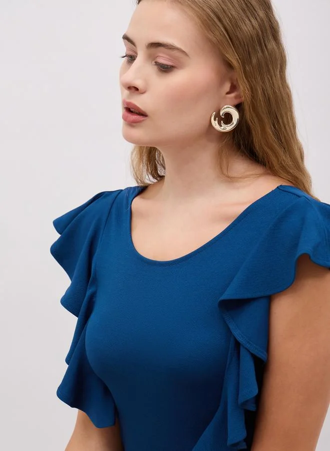 Styli Ruffled Mermaid Hem Bodycon Midi Dress