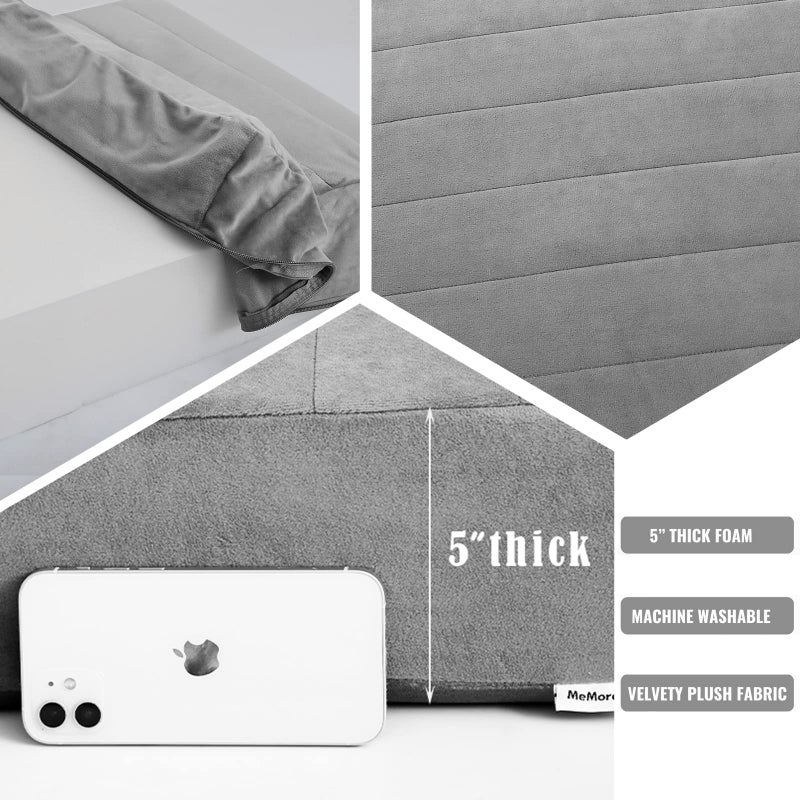 MeMoreCool Square Floor Pillow for Adults and Kids, Large Meditation Cushion with Thick Foam and Washable Tufted Cover, 24-Inch Grey Seat for Sitting and Yoga - Image 4