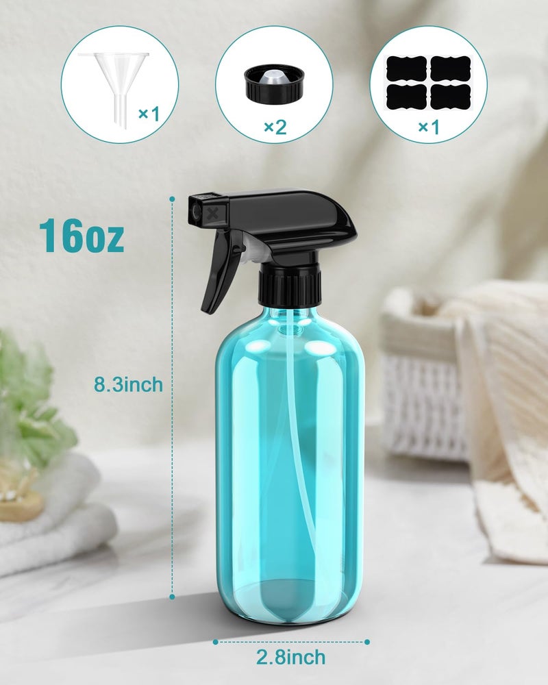 Bontip Glass Spray Bottle, Light Blue Glass Spray Bottle Set & Accessories Refillable for Plants Window Cleaners Aromatherapy Facial hydration Watering Flowers Hair Care (2 Pack/16oz) (Light Blue) - Image 4