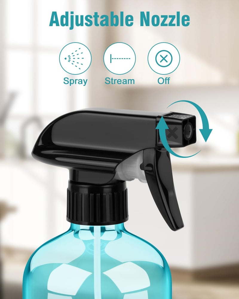 Bontip Glass Spray Bottle, Light Blue Glass Spray Bottle Set & Accessories Refillable for Plants Window Cleaners Aromatherapy Facial hydration Watering Flowers Hair Care (2 Pack/16oz) (Light Blue) - Image 2