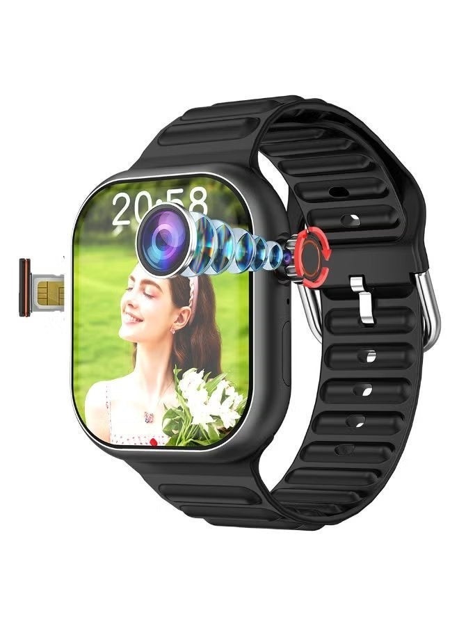 Smartbarry C99 Plus Smartwatch 2.06" AMOLED HD Display, 6+64GB Memory, Built-in GPS, WiFi Connectivity, 5G SIM Support, 3D Rotation Pull Camera, Smart Fitness Tracker Watch - Black - Image 1