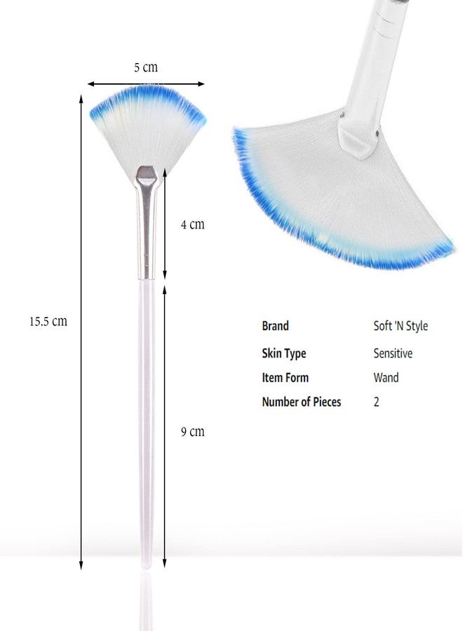 Soft N Style Soft 'N Style Taklon Fan Mask Brush Acid Applicator for Glycolic Peel/Masques (2, white/blue) - Image 2
