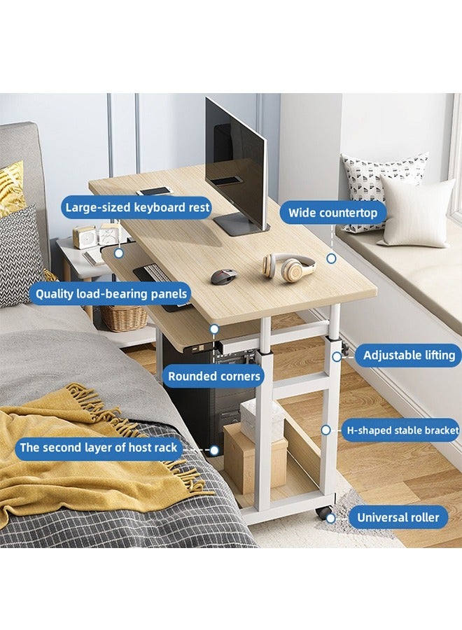 Generic Height-Adjustable Notebook Computer Desk, Office Computer Desk, Home Office Desk, Tablet Computer Desk, Bedroom Bedside Table, Living Room Sofa Side Table, Movable Reading And Writing Desk With Wheels, Main Unit Stand And Keyboard Stand, 80cm×40cm. - Image 3