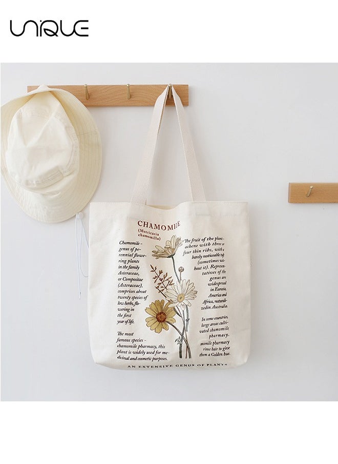 Unique - Canvas Bag - Canvas Tote Bag Strap Reusable Grocery Shopping Cloth Bag Zip Tote Bag Women Eco-Friendly Tote Bag with Handle Washable Fashion Beach Tote Shoulder Bag Women Shopping, School(Beige) - Image 1