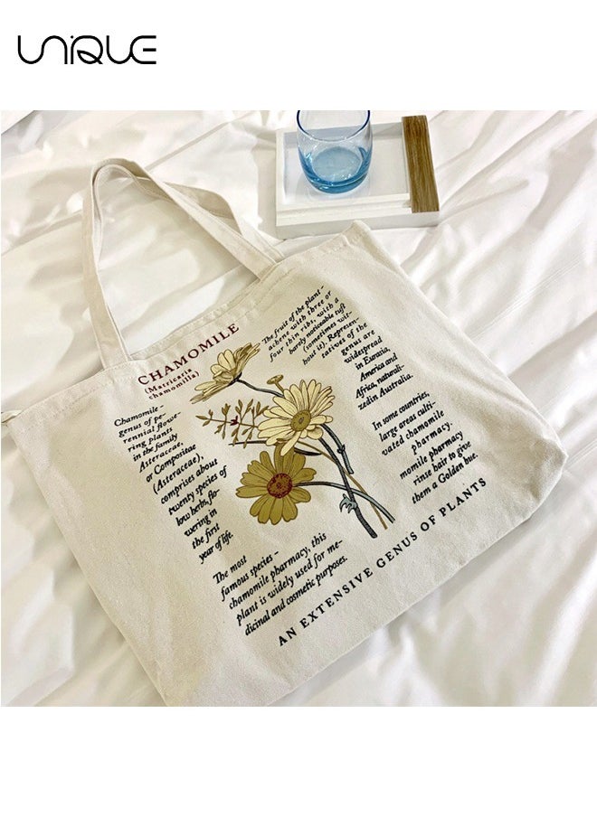 Unique - Canvas Bag - Canvas Tote Bag Strap Reusable Grocery Shopping Cloth Bag Zip Tote Bag Women Eco-Friendly Tote Bag with Handle Washable Fashion Beach Tote Shoulder Bag Women Shopping, School(Beige) - Image 1