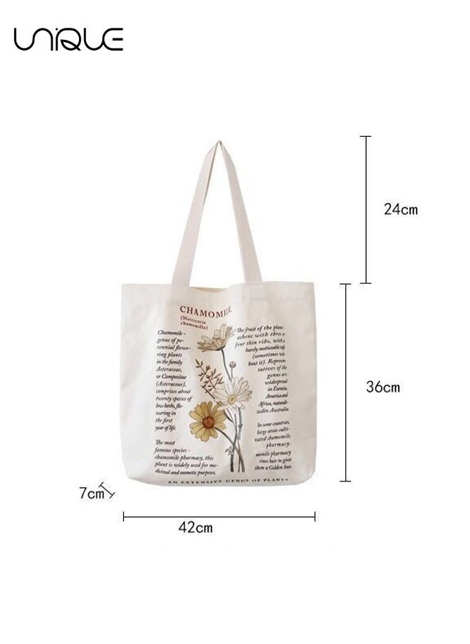 Unique - Canvas Bag - Canvas Tote Bag Strap Reusable Grocery Shopping Cloth Bag Zip Tote Bag Women Eco-Friendly Tote Bag with Handle Washable Fashion Beach Tote Shoulder Bag Women Shopping, School(Beige) - Image 1