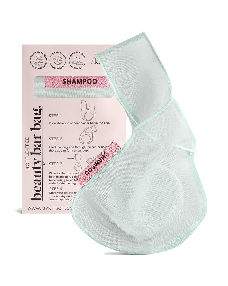 Kitsch Kitsch Bar Soap Saver Bag  Recycled Mesh Beauty Bar Pouch for Body Wash Conditioner  Shampoo Bars Holder to Preserve Soap EcoFriendly Patented Bag  Mint