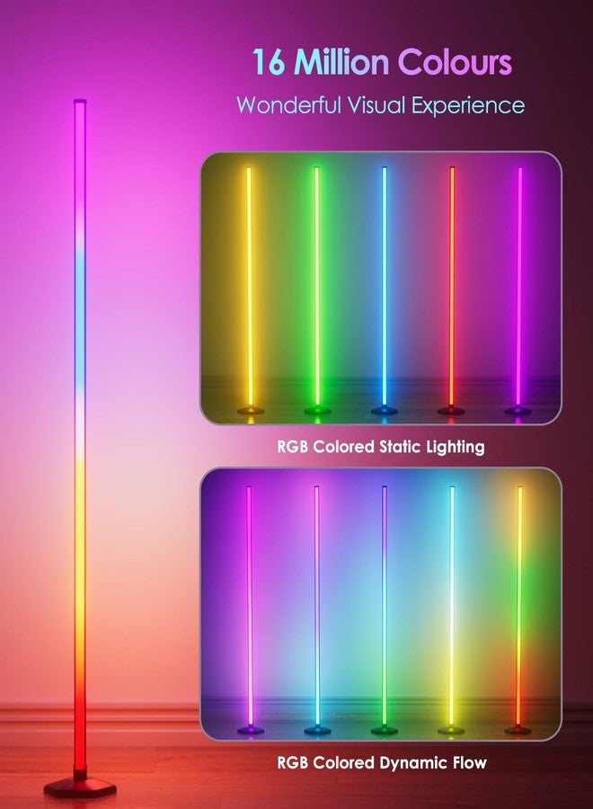 YIKBIK مصباح أرضي ذكي عصري من الألومنيوم بتقنية LED RGB من YIKBIK، مزود بتطبيق بلوتوث وجهاز تحكم عن بعد بطول 65 بوصة - Image 2