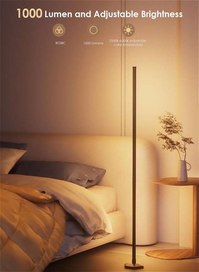 YIKBIK مصباح أرضي ذكي عصري من الألومنيوم بتقنية LED RGB من YIKBIK، مزود بتطبيق بلوتوث وجهاز تحكم عن بعد بطول 65 بوصة - Image 5