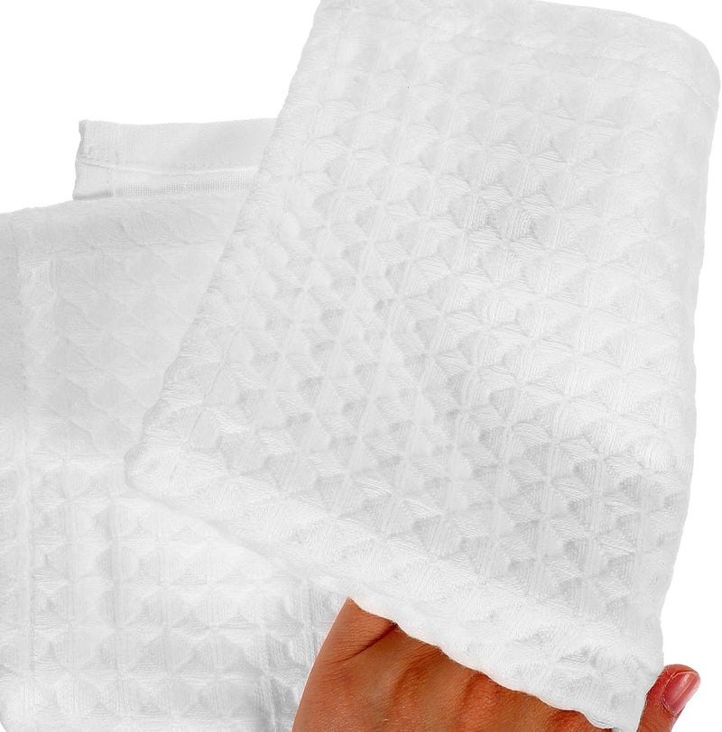 Cotton Waffle Washcloths 2pcs Small Face Towels Highly Absorbent Soft Hand Towels for Bathroom and Care White - Image 4