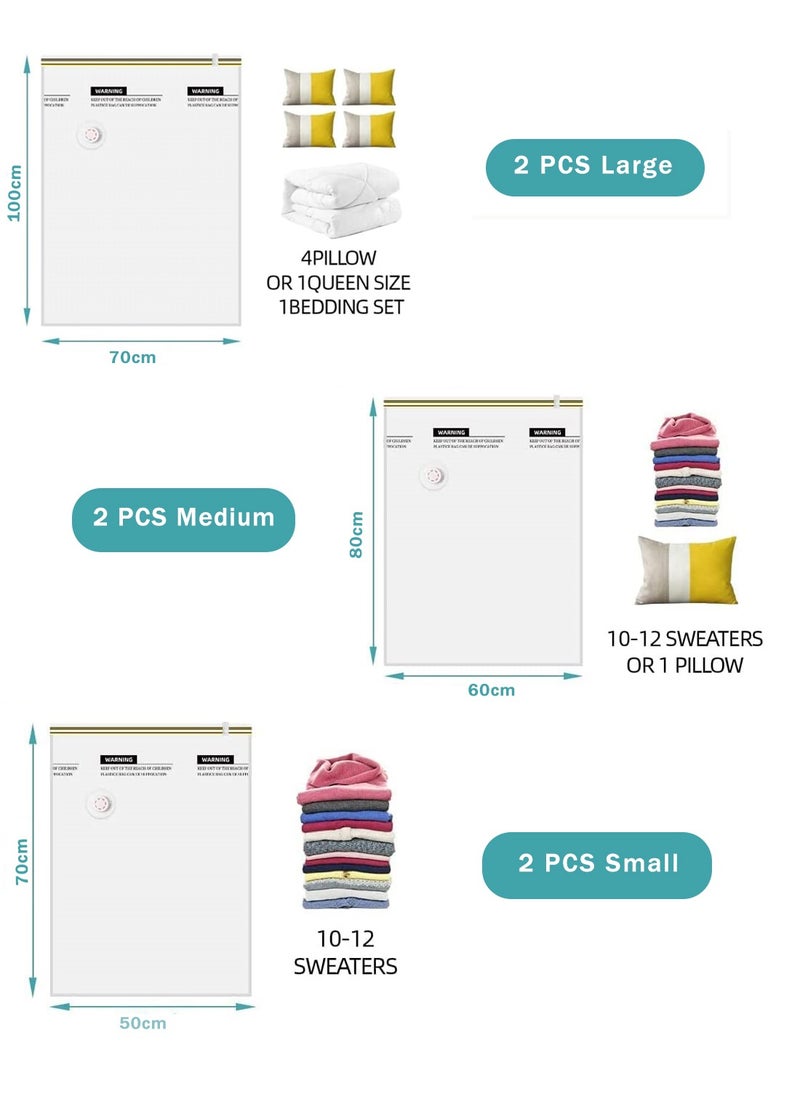 Arabest Vacuum Storage Bags, Space Saving Vacuum Sealed Bags with Electric Suction Pump, Reusable Vacuum Compression Bags for Clothes, Blanket, Duvets, Pillows, Quilt, Travel(6PCS)  - Image 2