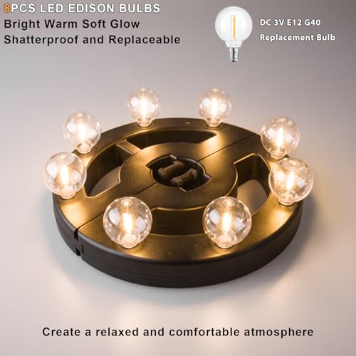 TWINKVILLA Umbrella Lights Outdoor Patio, Rechargeable Cordless with Dimmer &Timer, 8 Bright Warm White LED Bulbs Perfect for Garden, Backyard, Camping, BBQ or Indoor Use - Image 2