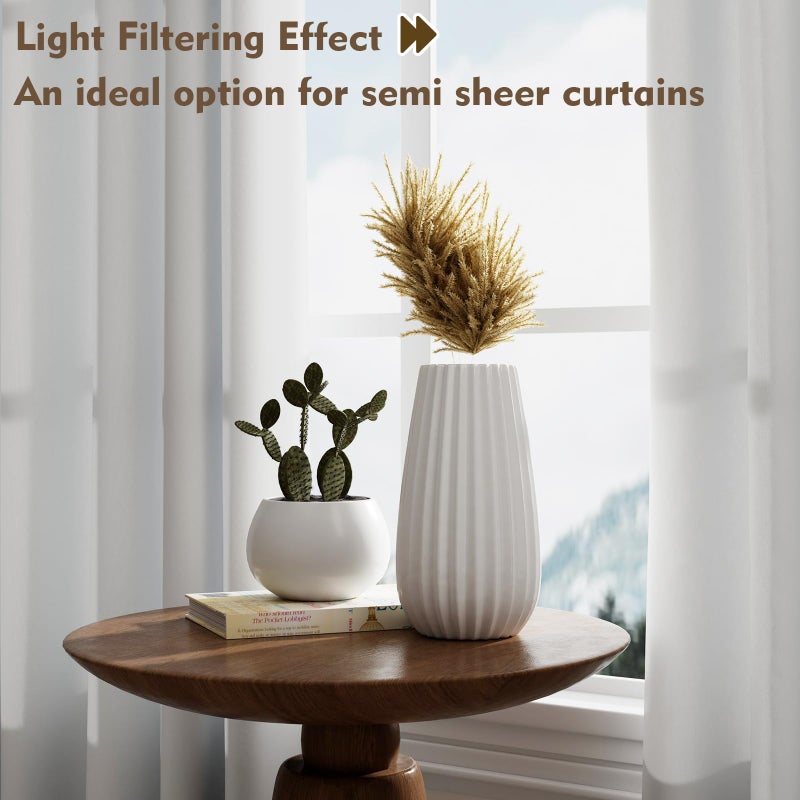 ZWARMY 2Pcs 36inch White Kitchen Tier Curtains for Windows,Semi Light Filtering Curtains for Bedroom,Living Room,Basement,Bathroom,Window Treatments (30" W x 36" L) - Image 3