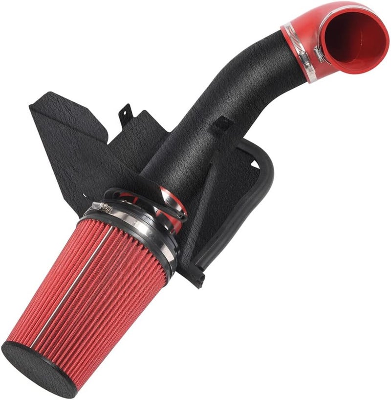MOOSUN 4" inches Performance Cold Air Intake Kit with Filter & Powder Coated Intake Tube Pipe for 99-06 GMC Chevy 1999 2000 2001 2002 2003 2004 2005 2006 V8 4.8L/5.3L/6.0L (Black&Red) - Image 1