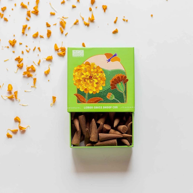 Help Us Green Mosquito Repellent Combo Pack of 2 80 Organic Dhoop Cones 2 Fragrances Citronella Lemon Grass1 Free Ceramic Holder Handrolled Sulpher Charcoal Free 100 Organic - Image 3