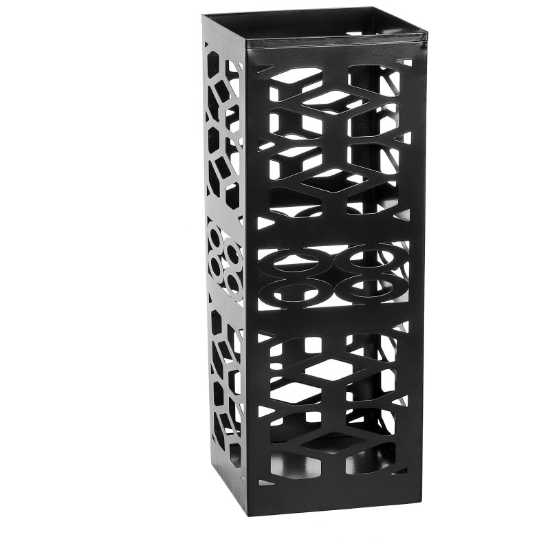 ZENFUN Metal Umbrella Holder, Umbrella Stand for Entryway, Square Umbrella Organizer, Umbrella Rack Storage Bin Freestanding for Home, Office, Hotel, Black, 5.9 x 5.9 x 15.7 Inches - Image 1