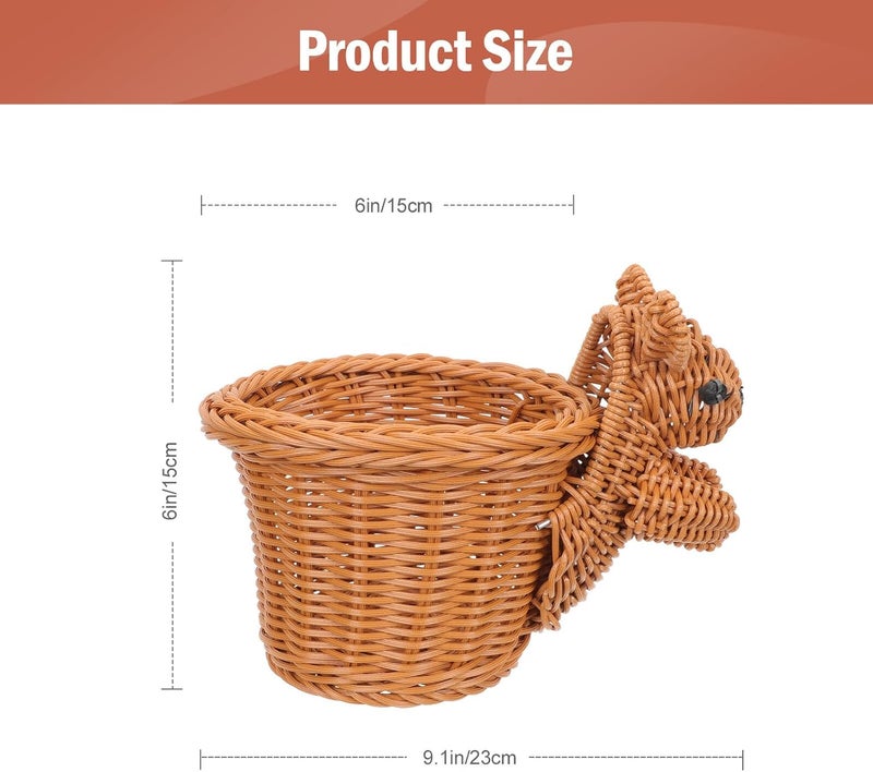 Animal Shaped Squirrel Imitation Rattan Bread Basket Small Size Handmade Snack Serving Basket Fruit Storage Decor for Kitchen and Dining - Image 2