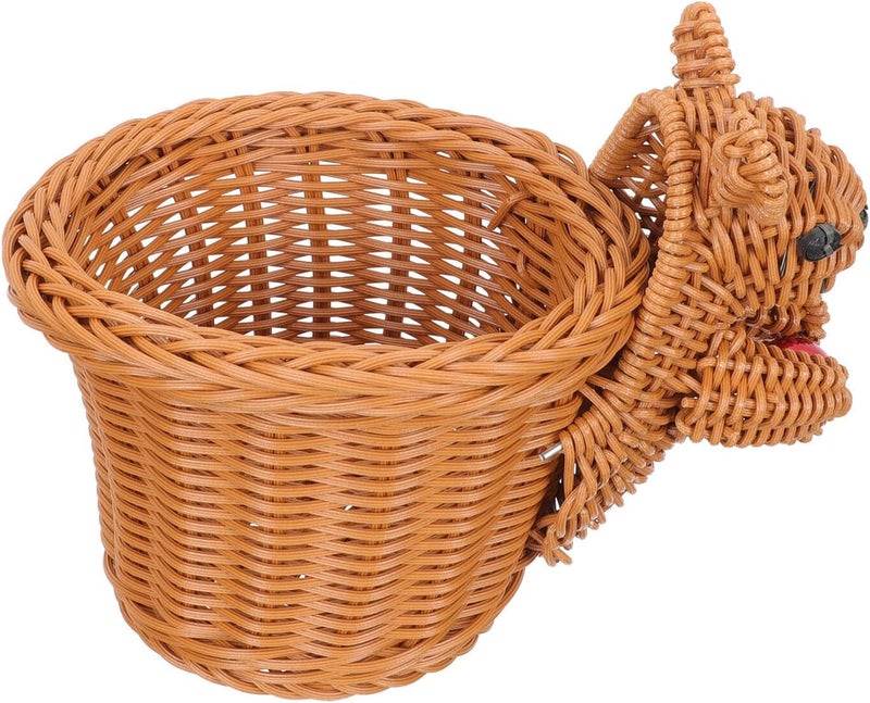 Animal Shaped Squirrel Imitation Rattan Bread Basket Small Size Handmade Snack Serving Basket Fruit Storage Decor for Kitchen and Dining - Image 1