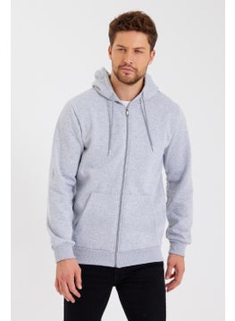 mmetalic Metalic Grey Kangaroo Pocket Hooded Zippered Cotton Inside Men's Sweatshirt  - Image 2