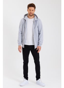 mmetalic Metalic Grey Kangaroo Pocket Hooded Zippered Cotton Inside Men's Sweatshirt  - Image 4