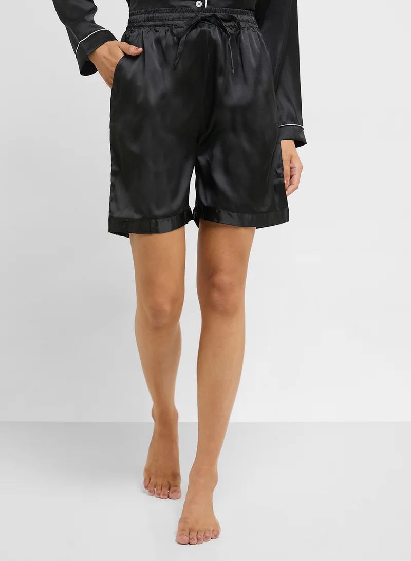 Ginger Satin Stripe Shirt & Short Pj Set