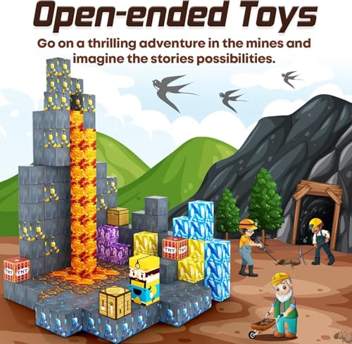 Toylogy Magnetic BlocksBuild Mine Magnet World Sword Edition Mine Sword Caverns Magnet Building Craft Toddler Toys for Boys Girls Age 34 45 68 Sensory Montessori Toys for Kids for 3 - Image 5
