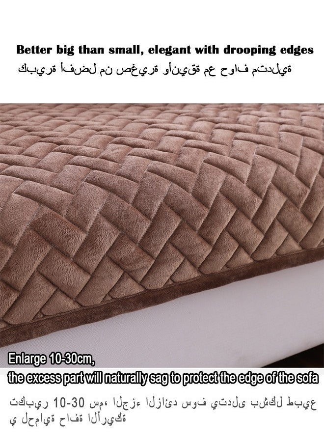 MLADEN غطاء أريكة قطيفة، غطاء أريكة سميك من القطن، غطاء أريكة مقسم على شكل حرف L مقاوم للانزلاق ومقاوم للبقع للكلاب والقطط والحيوانات الأليفة والأطفال  - Image 4