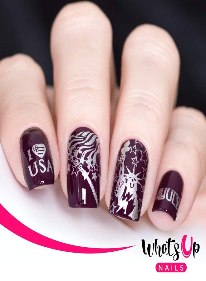 Whats Up Nails - America USA Stamping Plates 2 pack (B043, B066) for Nail Art Design - Image 4