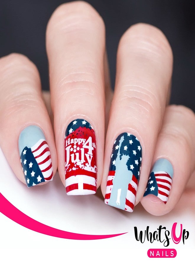 Whats Up Nails - America USA Stamping Plates 2 pack (B043, B066) for Nail Art Design - Image 5