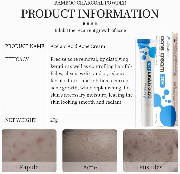 Kormesic 20% Azelaic Acid Acne Cream 2PCS- Prevents Breakouts, Soothes Irritation & Moisturizes Oily  Skin - Image 3