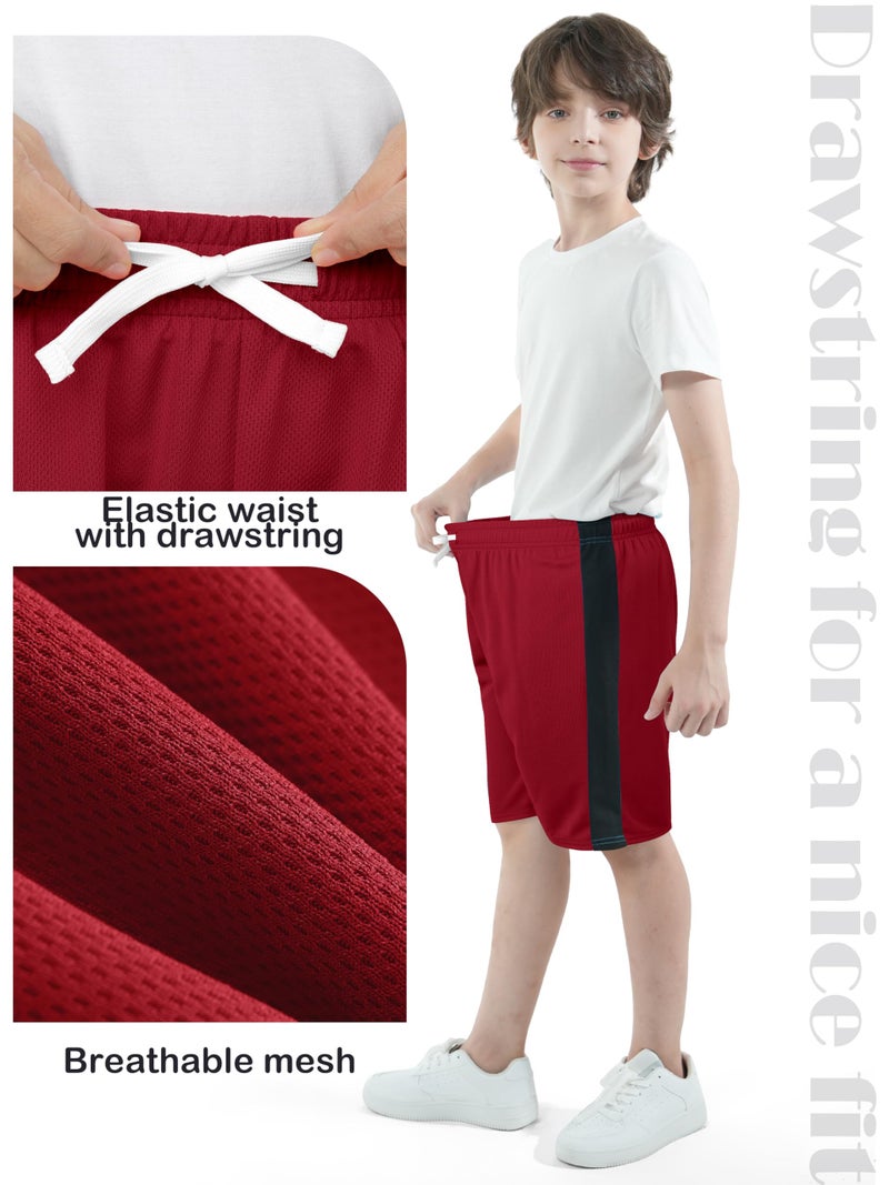 Resinta 5 Pack Boys Shorts Boys Basketball Athletic Shorts Kids Soccer Sports Shorts Mesh Quick Dry Active Gym Clothes with Drawstring - Image 4