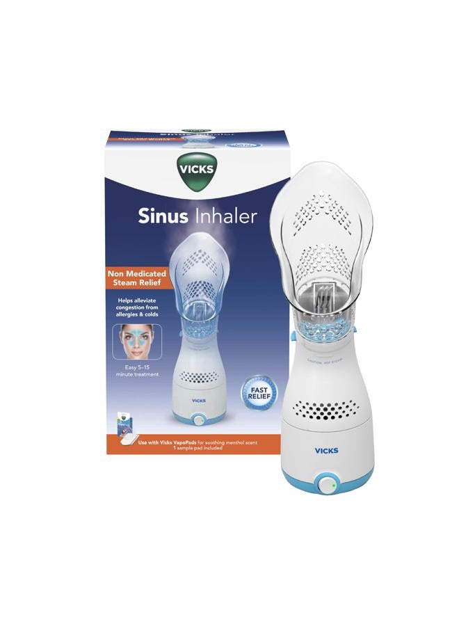 Vicks Sinus Inhaler - Non-Medicated Steam Relief for Allergies, Congestion, Cough & Colds, Facial Steamer, Soothes Nasal & Throat Passages, Use with VapoPads (1 Included), FSA & HSA Eligible  - Image 1