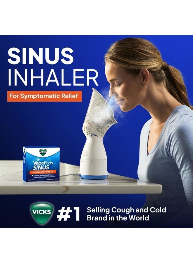 Vicks جهاز استنشاق الجيوب الأنفية - تخفيف بخاري غير طبي للحساسية، الاحتقان، السعال والزكام، جهاز بخار للوجه، يهدئ الممرات الأنفية والحنجرية، يستخدم مع وسادات فابو (1 مضمونة)، مؤهل لـ FSA و HSA - Image 4