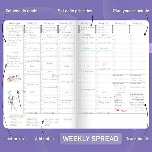 GoGirl Weekly Schedule Planner – Hourly Work & Life Planner with Time Slots – Vertical Agenda Organizer for Daily Productivity, A5 (Lavender) - Image 3